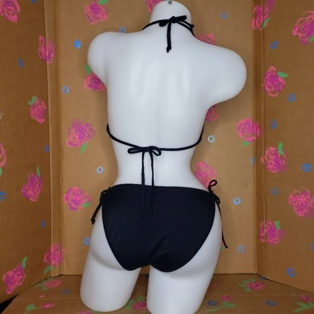 Vintage Victoria's Secret Black & White Fishnet Bikini Size Large